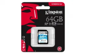 Kingston Sdg/64 Gb Memoria Sd Clase 10 Sdhc Canvas Go 90 R 45 W Cl10 U3 V30