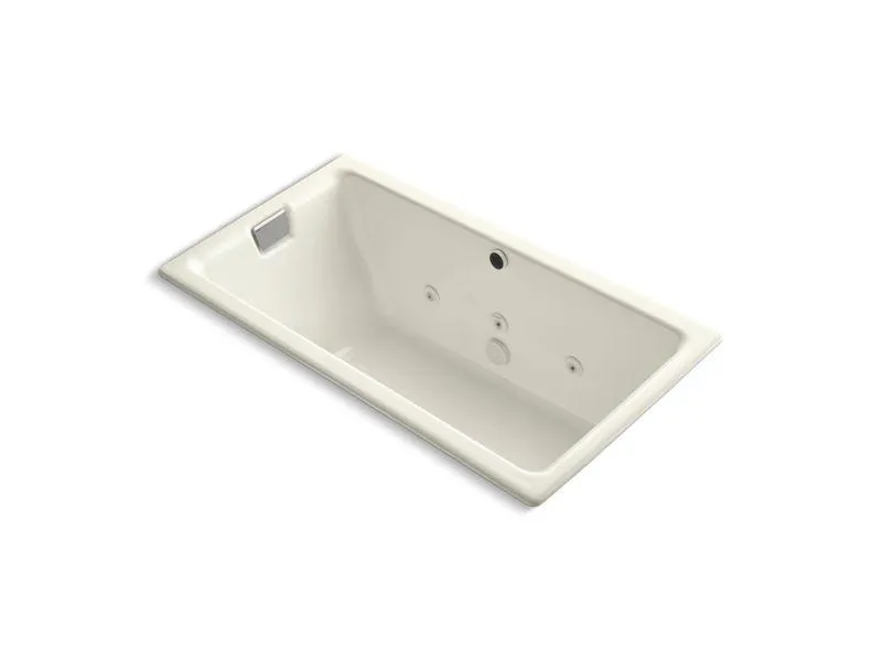 KOHLER K-856-H2-0 Tea-for-Two 66" x 36" drop-in whirlpool with end drain and heater without trim