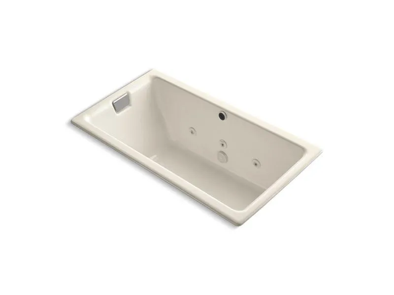 KOHLER K-856-H2-0 Tea-for-Two 66" x 36" drop-in whirlpool with end drain and heater without trim