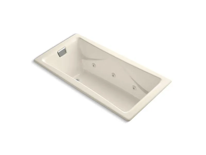 KOHLER K-865-HM-0 Tea-for-Two 72" x 36" drop-in whirlpool with reversible drain, heater and custom pump location without trim