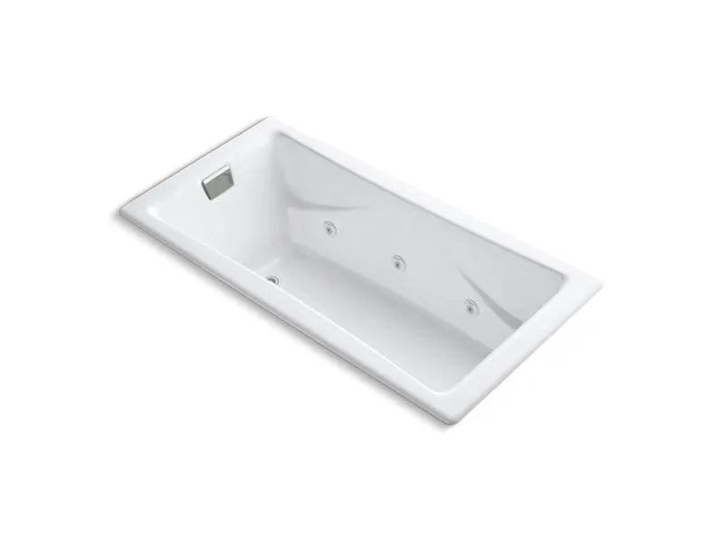 KOHLER K-865-HM-0 Tea-for-Two 72" x 36" drop-in whirlpool with reversible drain, heater and custom pump location without trim