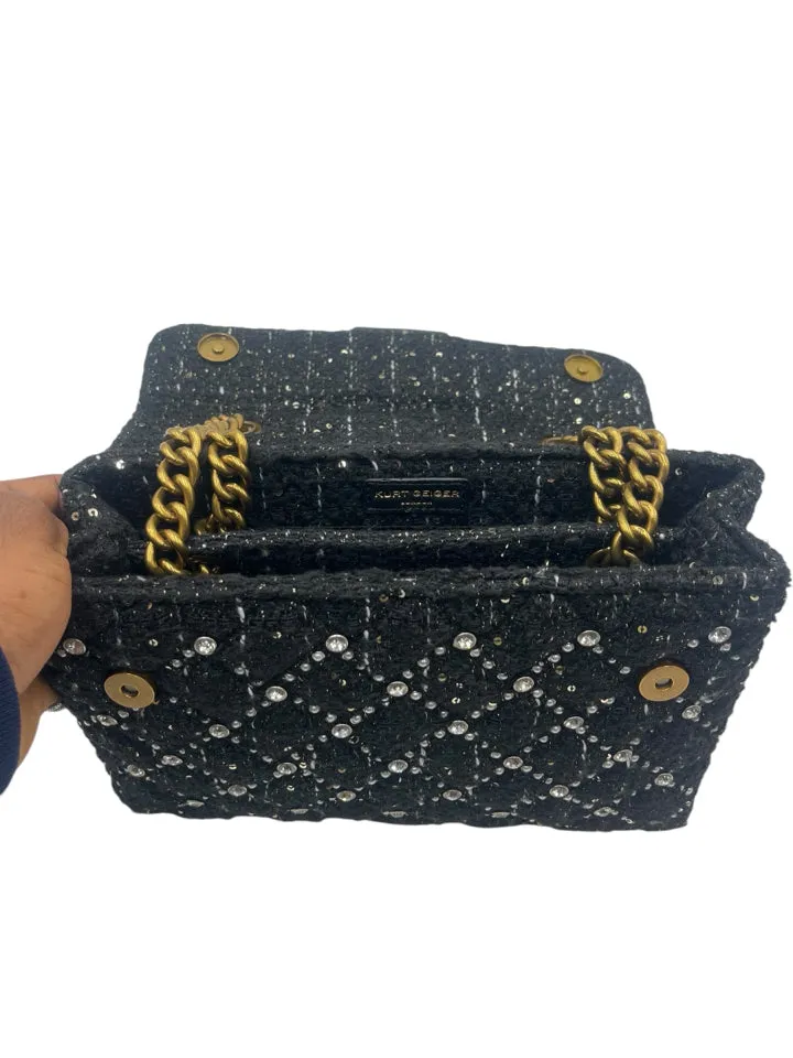 Kurt Geiger Tweed Kensington Embellished Shoulder Bag