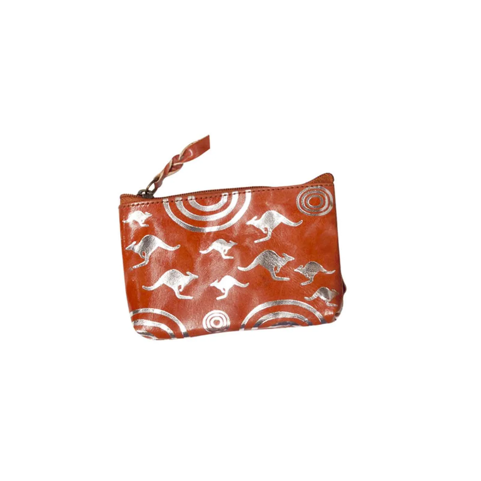 Leather Purse Flying Kangaroos 11x7.5cm