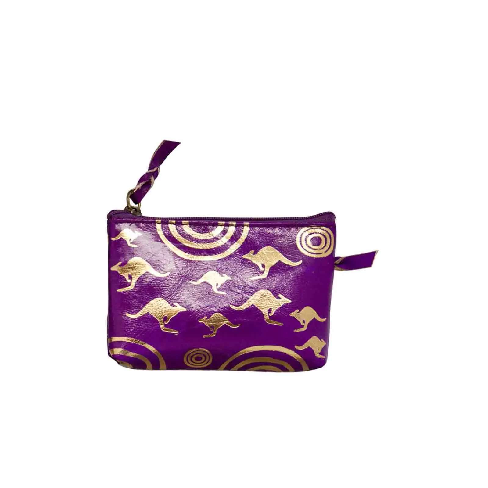 Leather Purse Flying Kangaroos 11x7.5cm
