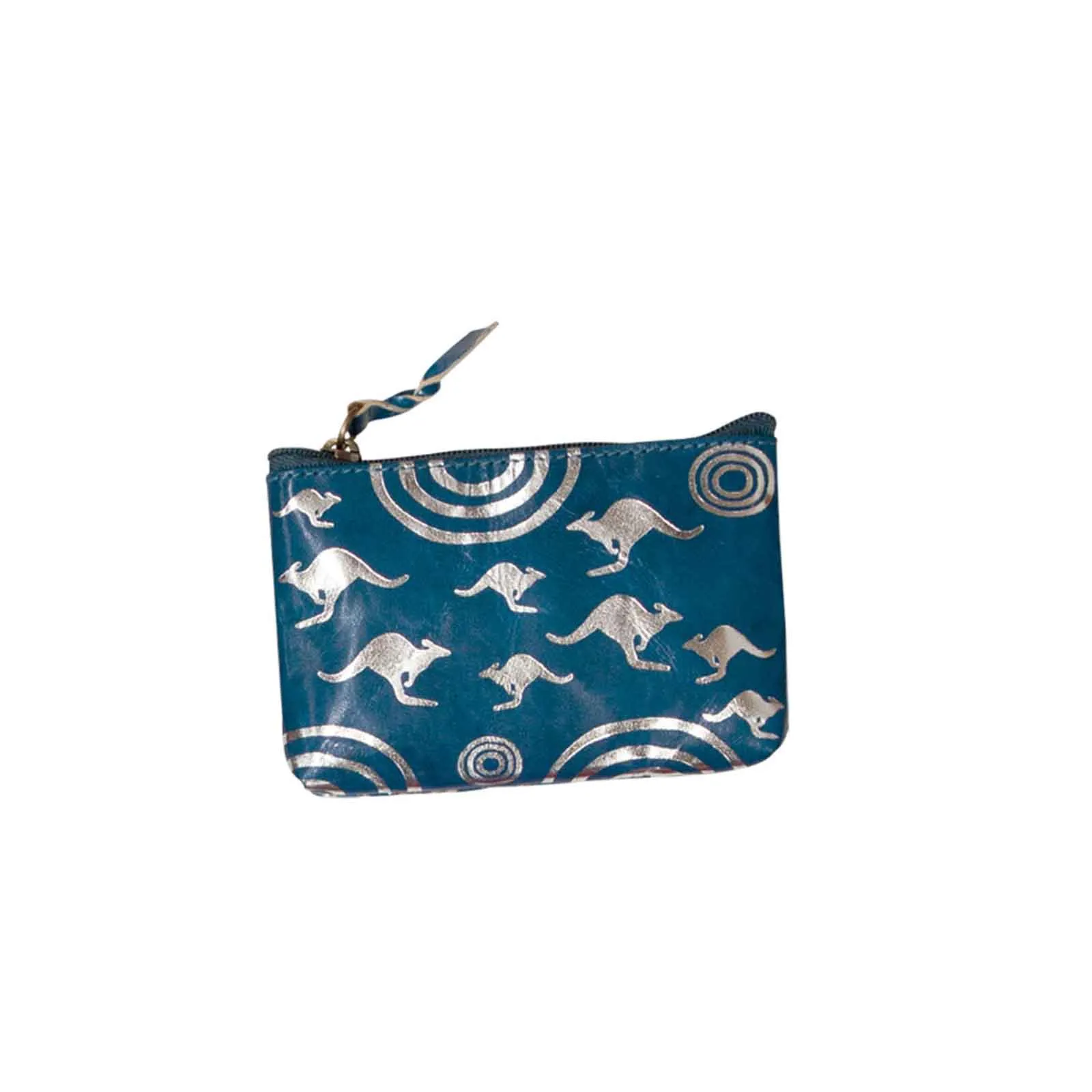 Leather Purse Flying Kangaroos 11x7.5cm