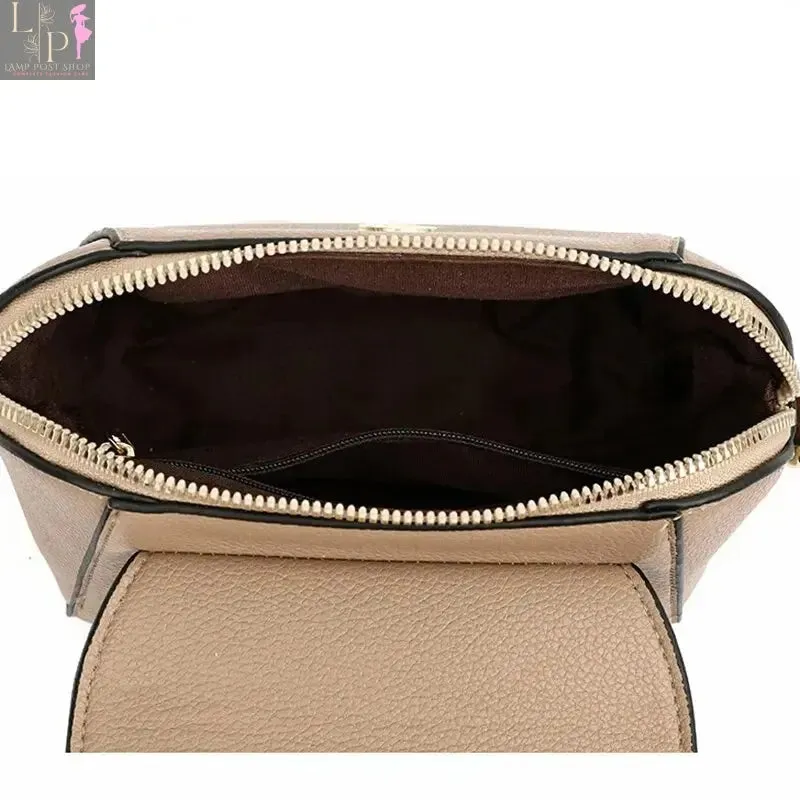 Leather Shoulder Bag For Women Solid Color Flap Crossbody Bag