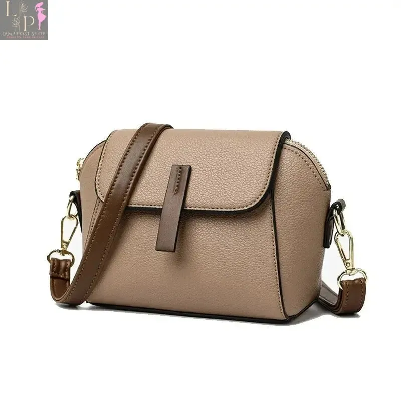 Leather Shoulder Bag For Women Solid Color Flap Crossbody Bag