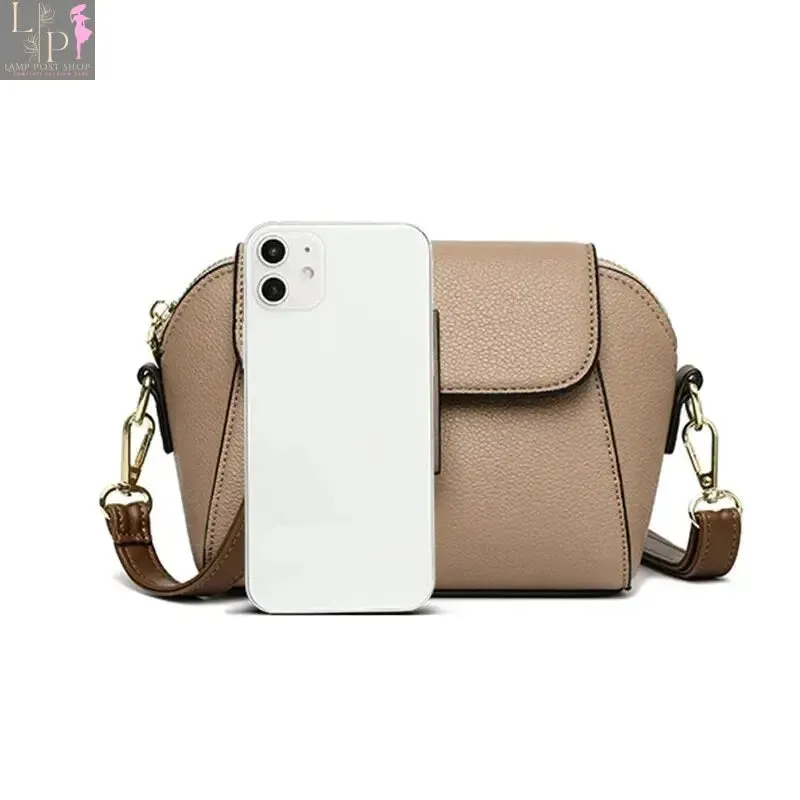 Leather Shoulder Bag For Women Solid Color Flap Crossbody Bag