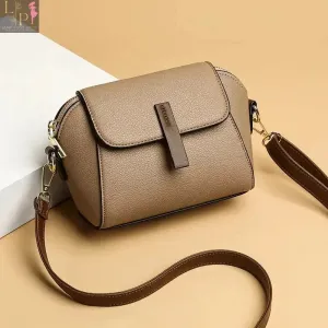 Leather Shoulder Bag For Women Solid Color Flap Crossbody Bag