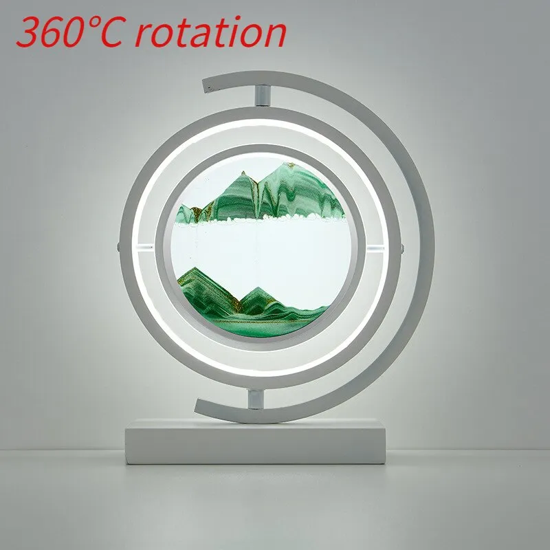 LED Table Lamp Glass Bedside Remote Control Art