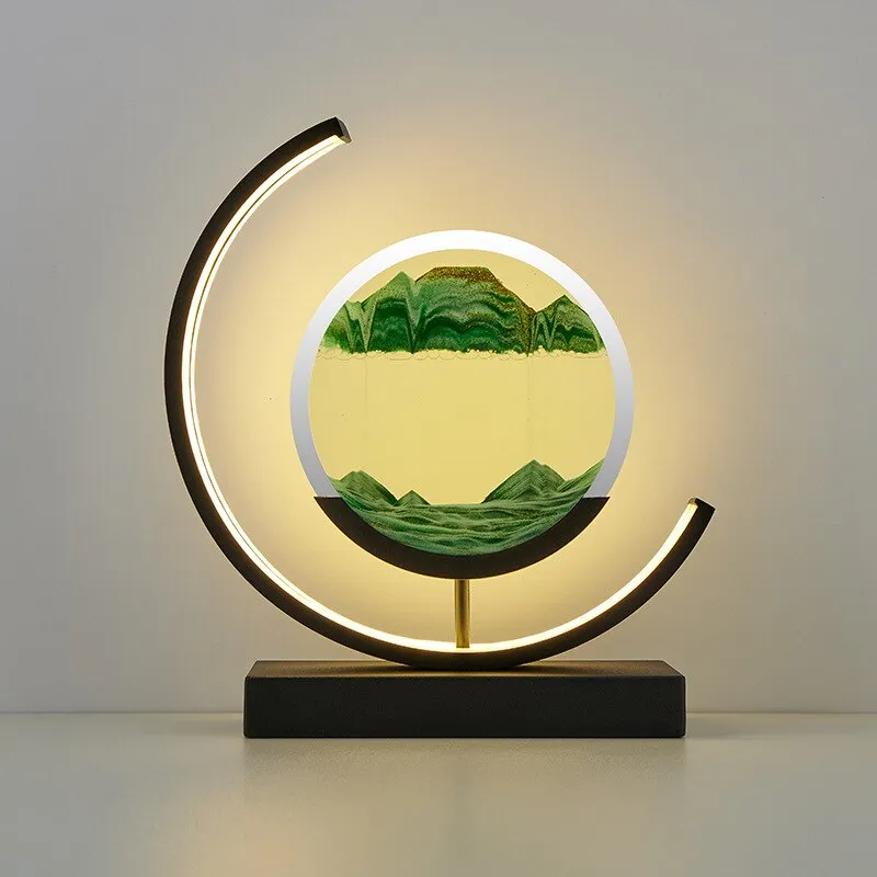 LED Table Lamp Glass Bedside Remote Control Art
