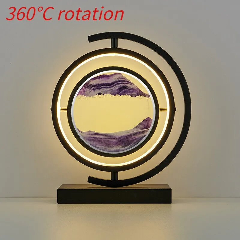 LED Table Lamp Glass Bedside Remote Control Art