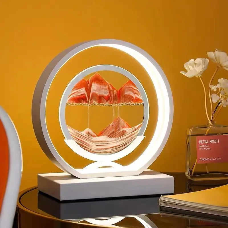 LED Table Lamp Glass Bedside Remote Control Art