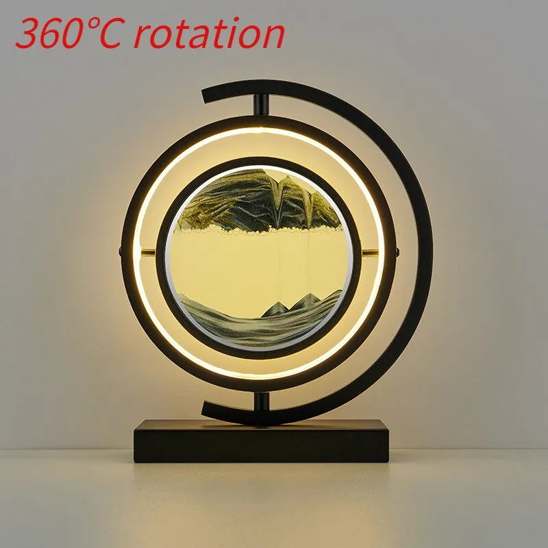 LED Table Lamp Glass Bedside Remote Control Art