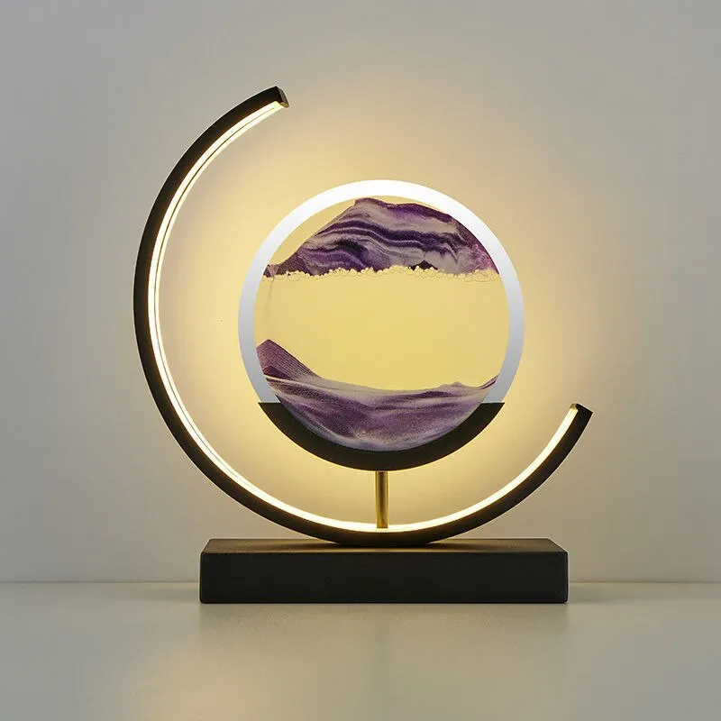 LED Table Lamp Glass Bedside Remote Control Art