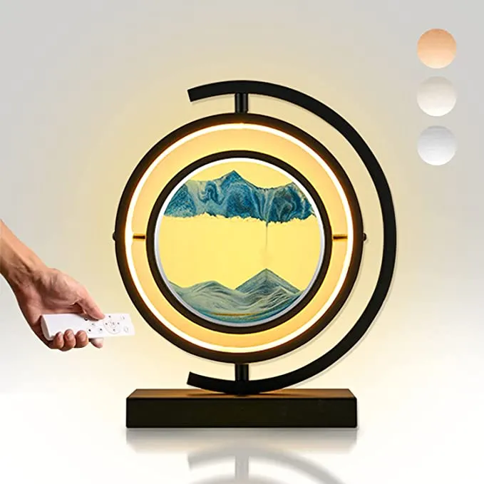 LED Table Lamp Glass Bedside Remote Control Art
