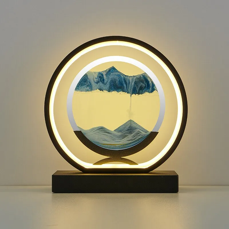 LED Table Lamp Glass Bedside Remote Control Art