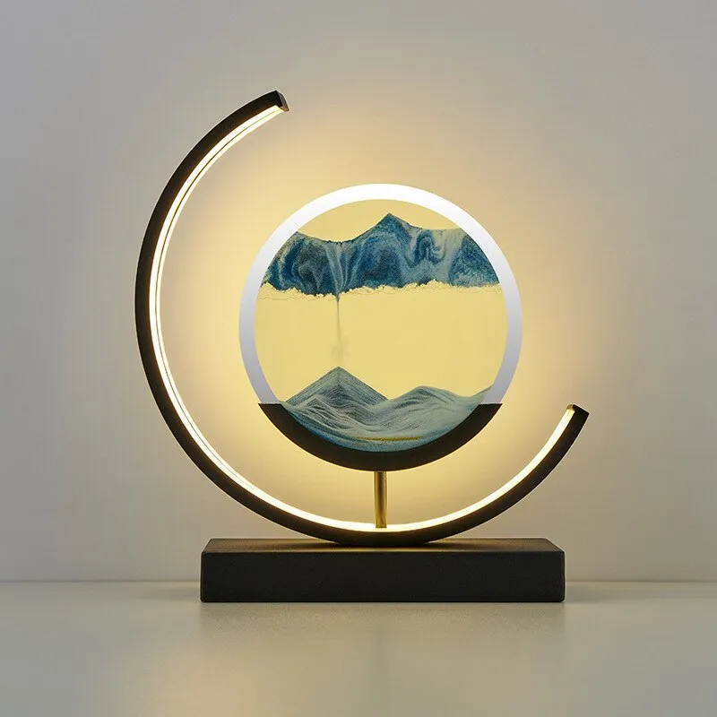 LED Table Lamp Glass Bedside Remote Control Art