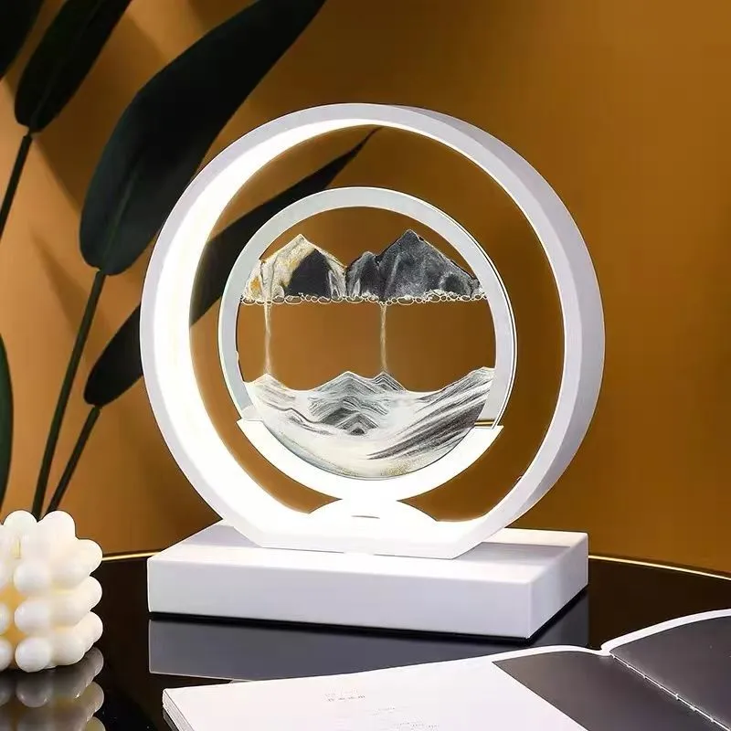 LED Table Lamp Glass Bedside Remote Control Art