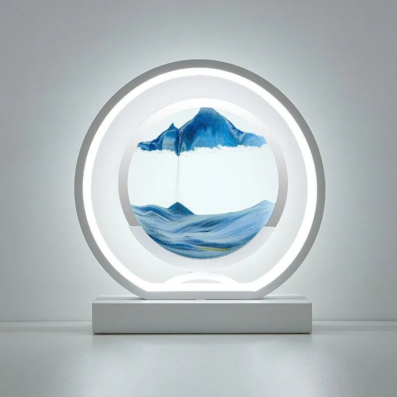 LED Table Lamp Glass Bedside Remote Control Art