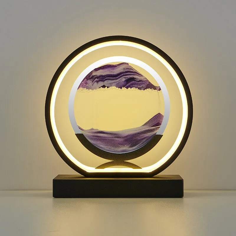 LED Table Lamp Glass Bedside Remote Control Art