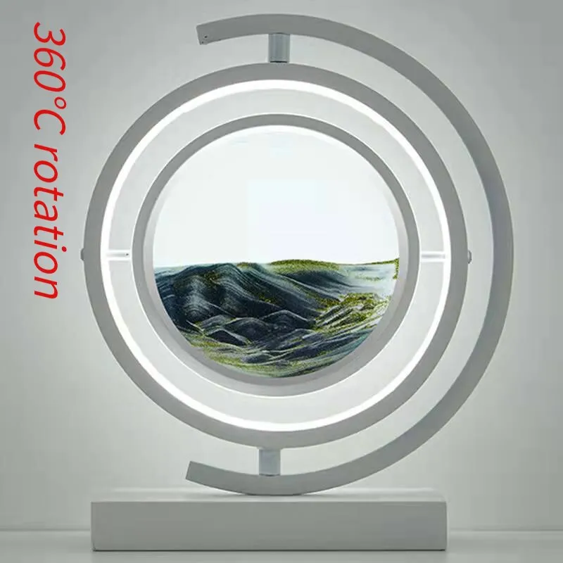 LED Table Lamp Glass Bedside Remote Control Art