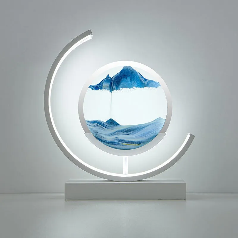 LED Table Lamp Glass Bedside Remote Control Art