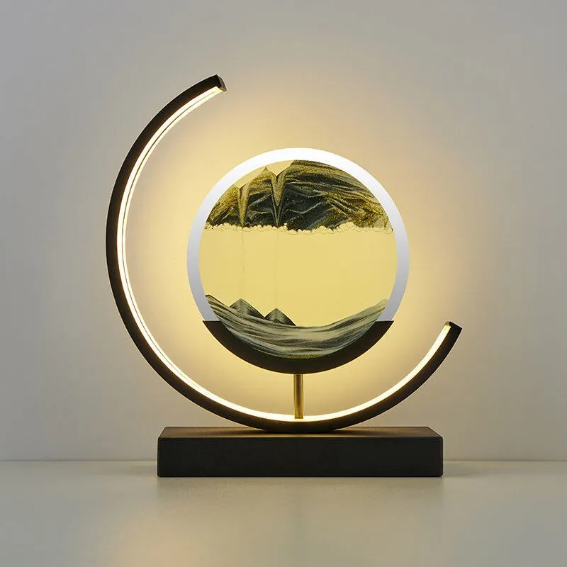 LED Table Lamp Glass Bedside Remote Control Art