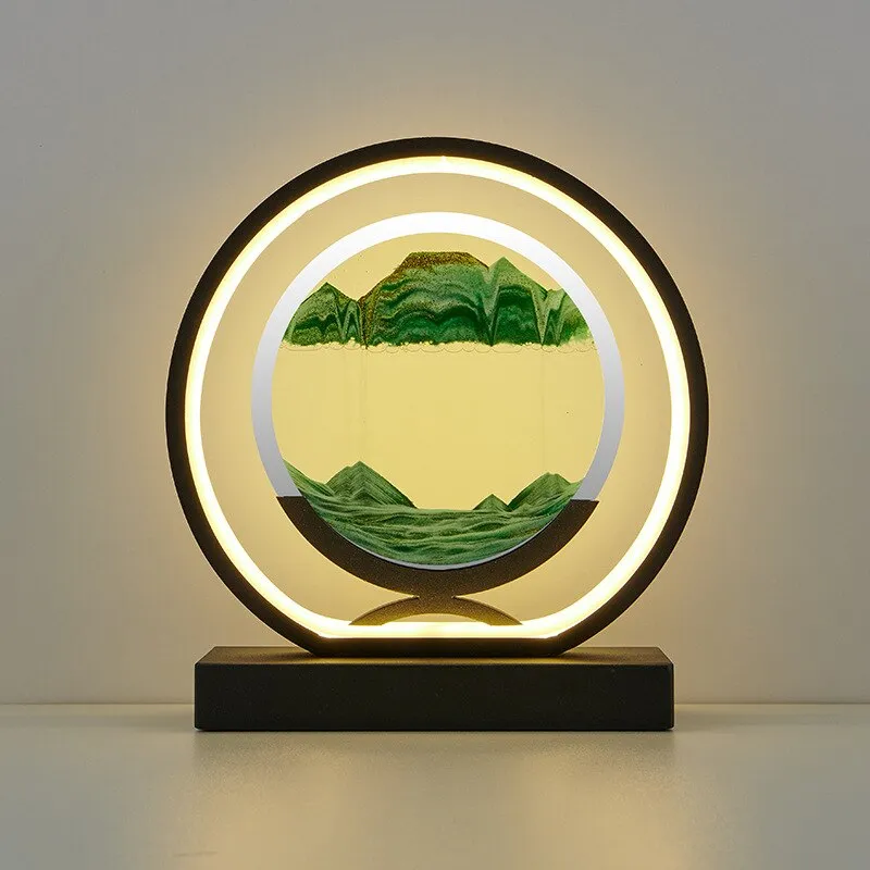 LED Table Lamp Glass Bedside Remote Control Art
