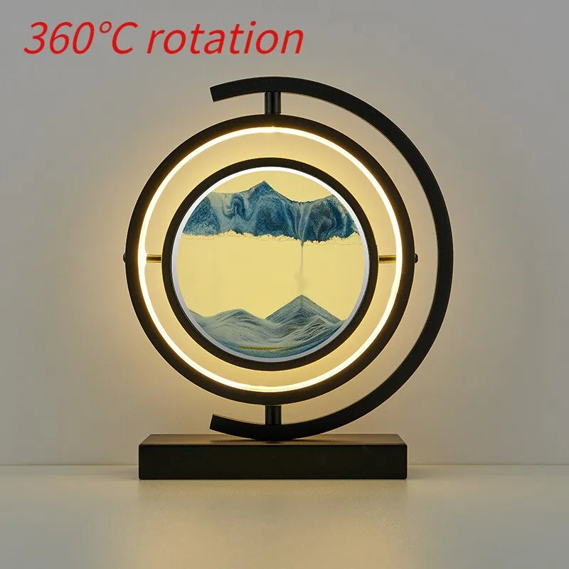 LED Table Lamp Glass Bedside Remote Control Art