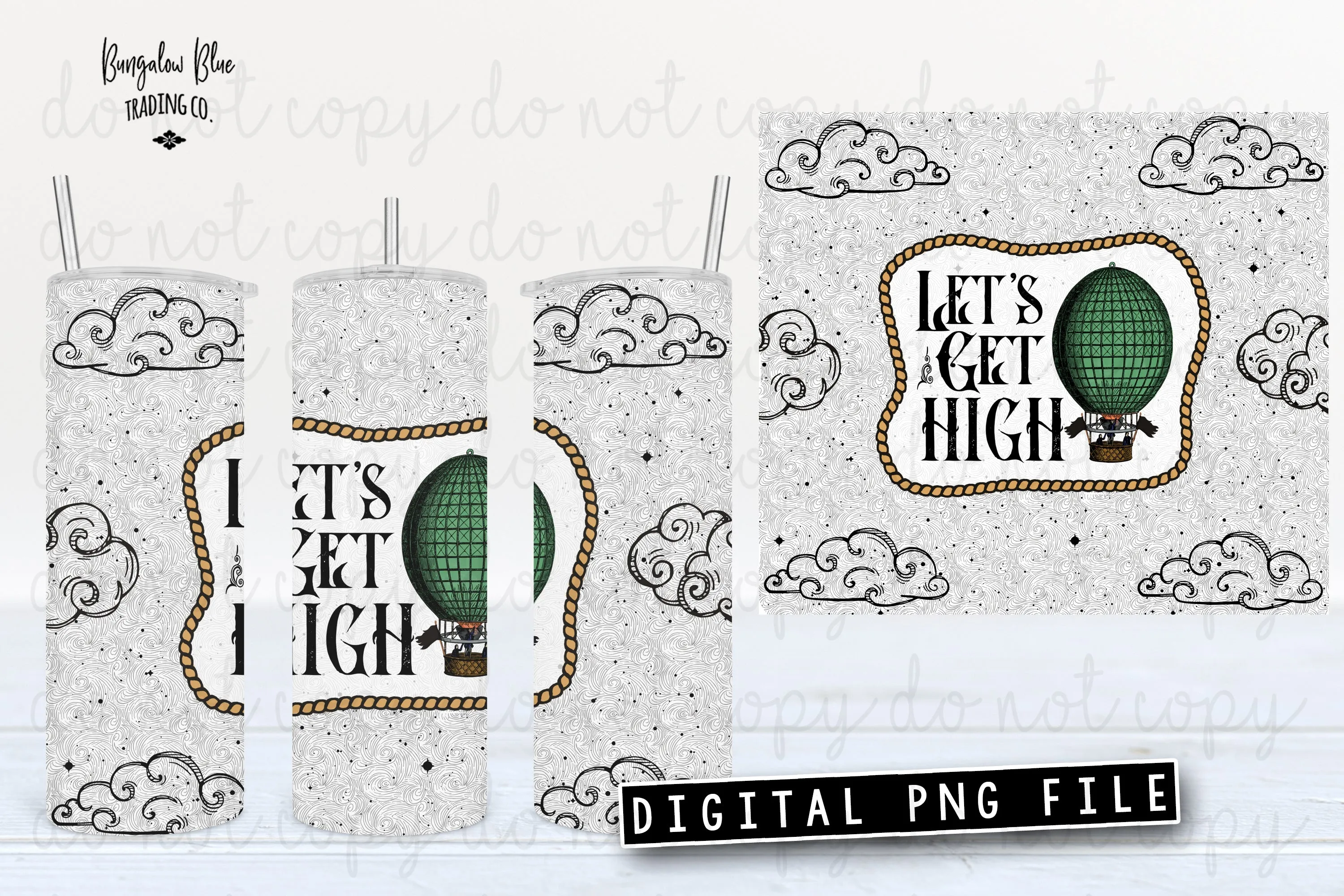 Let's Get High Plain Flag Skinny Tumbler Wrap Digital Download