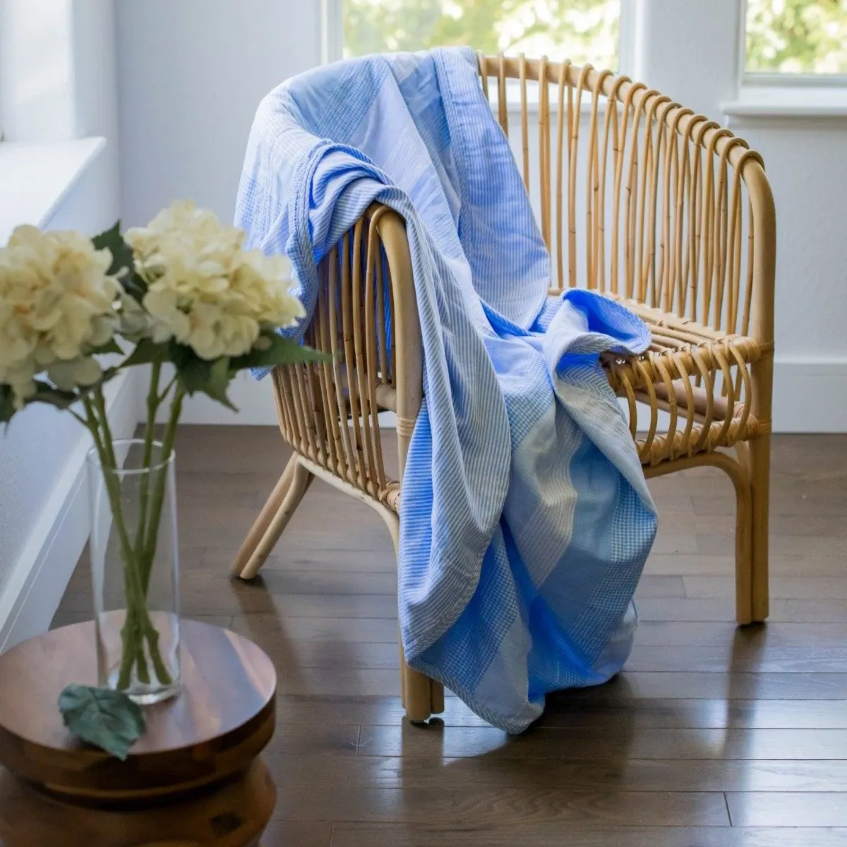 Lifetime Blanket (Toddler Blanket) - Shore Blue Mixed Gingham