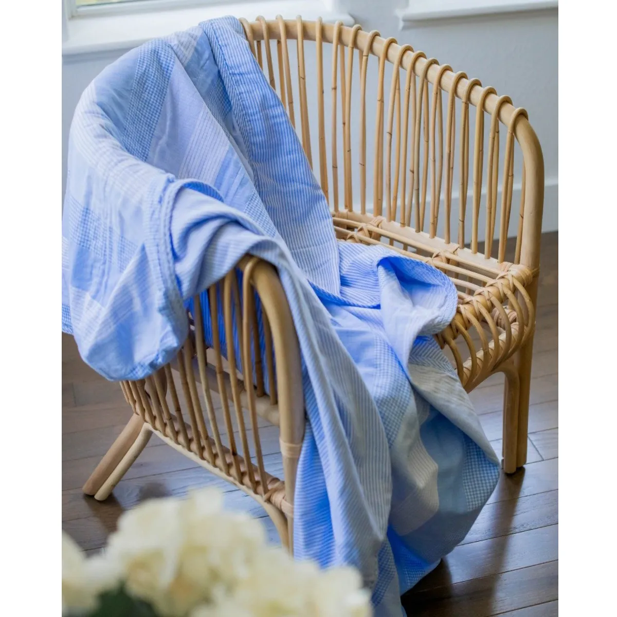 Lifetime Blanket (Toddler Blanket) - Shore Blue Mixed Gingham