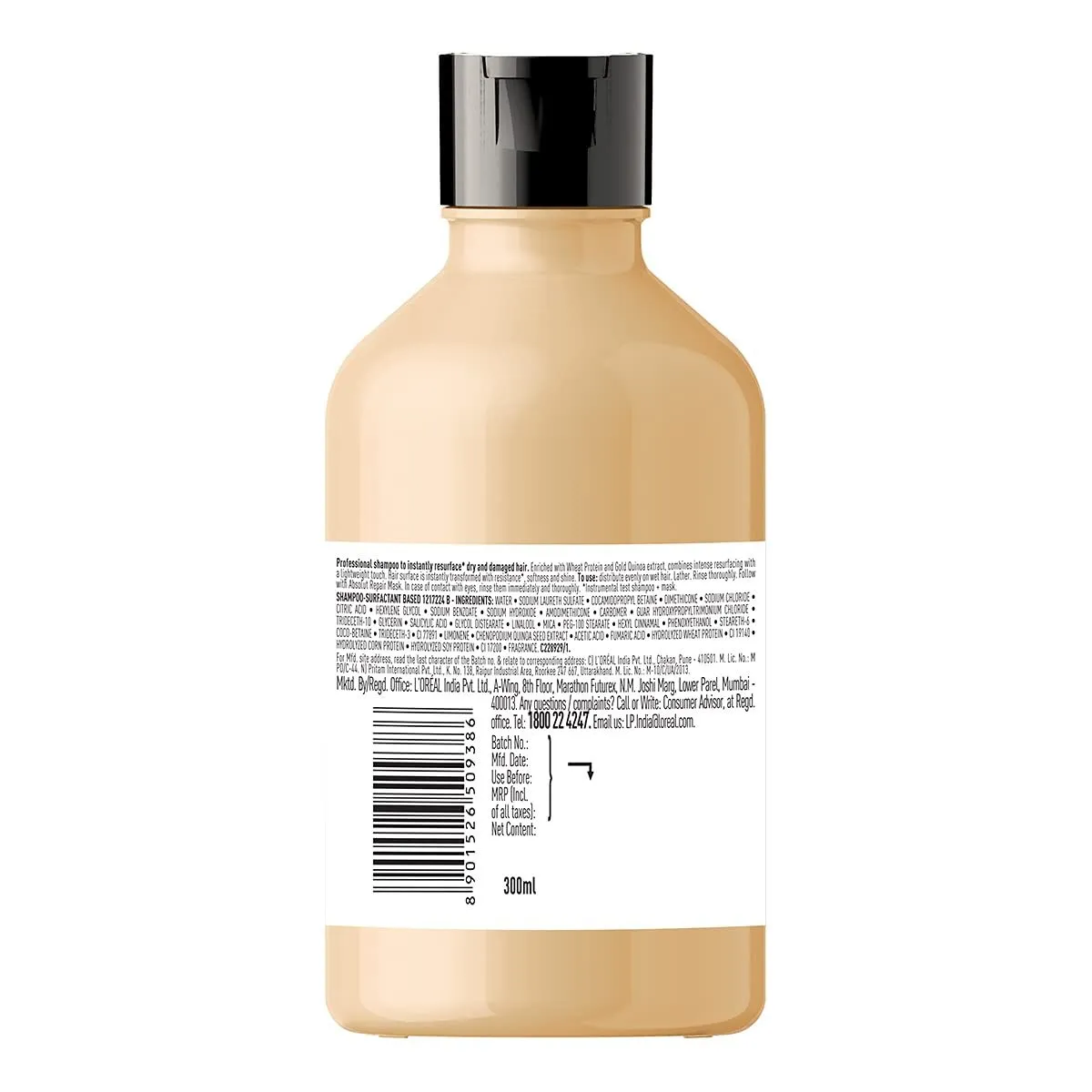 L'Oréal Professionnel Absolut Repair Shampoo With Protein And Gold Quinoa For Dry And Damaged Hair, Serie Expert, 300Ml