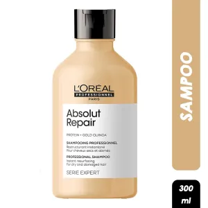 L'Oréal Professionnel Absolut Repair Shampoo With Protein And Gold Quinoa For Dry And Damaged Hair, Serie Expert, 300Ml