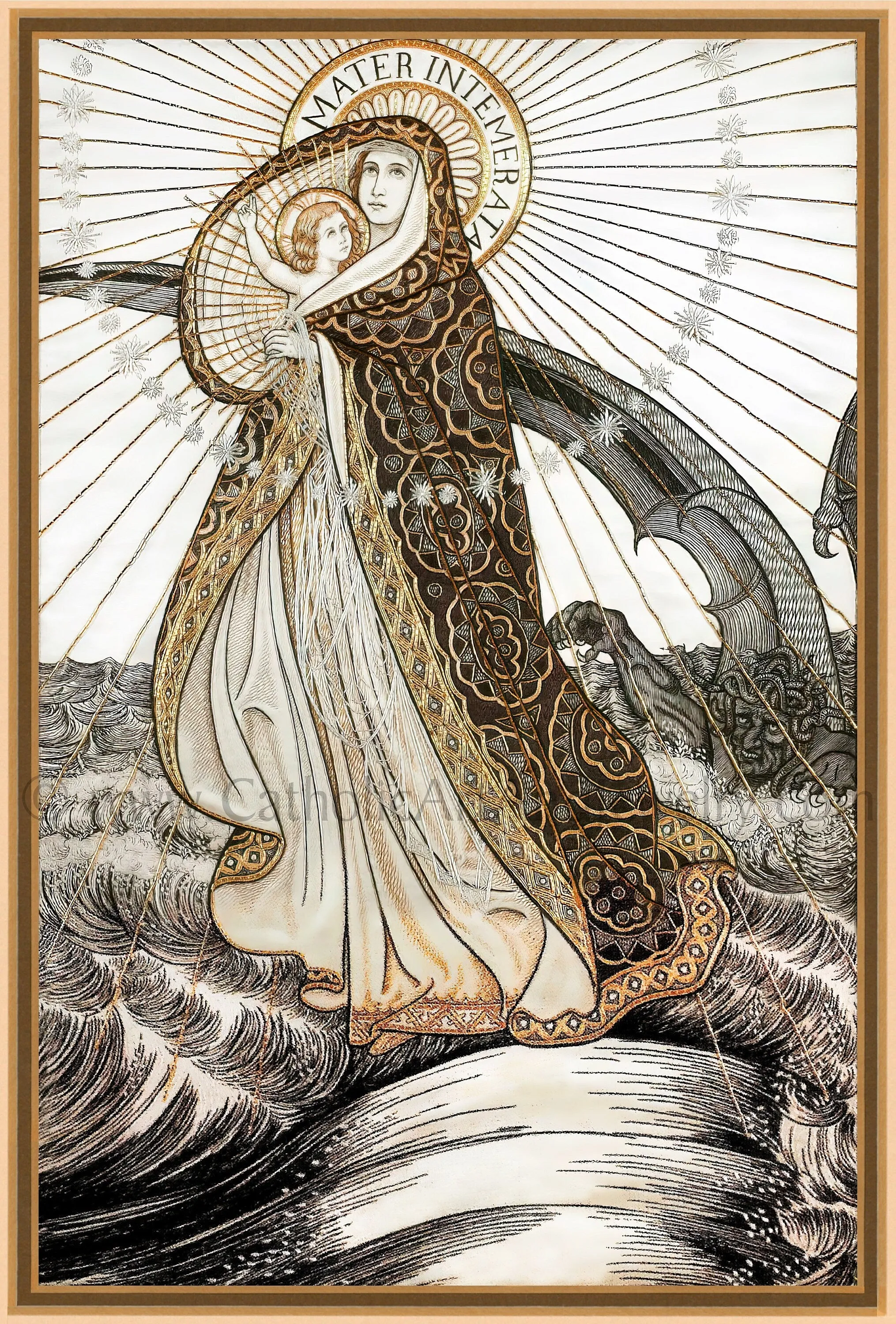 Loreto Embroideries – Print Collection – Set of 8 – 8.5x11" Vintage Catholic Art Prints – Archival Quality