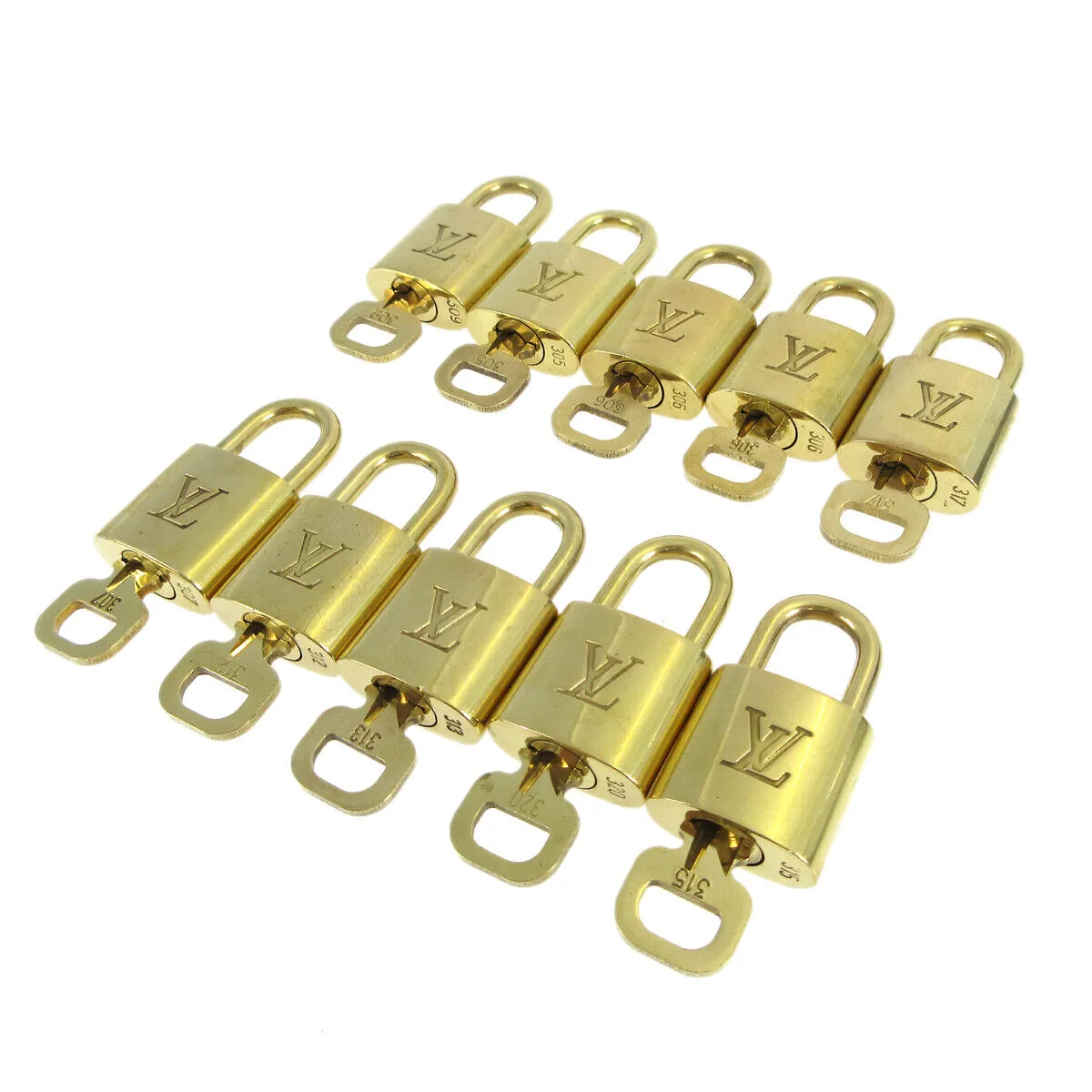 LOUIS VUITTON Padlock & Key Bag Accessories Charm 10 Piece Set Gold 10128