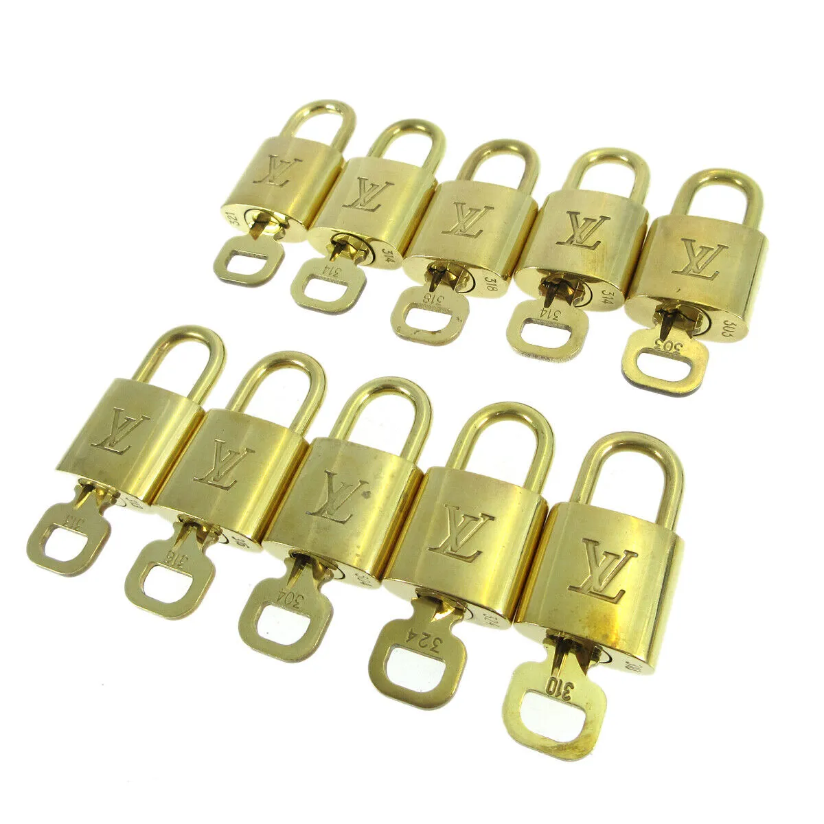 LOUIS VUITTON Padlock & Key Bag Accessories Charm 10 Piece Set Gold 10164