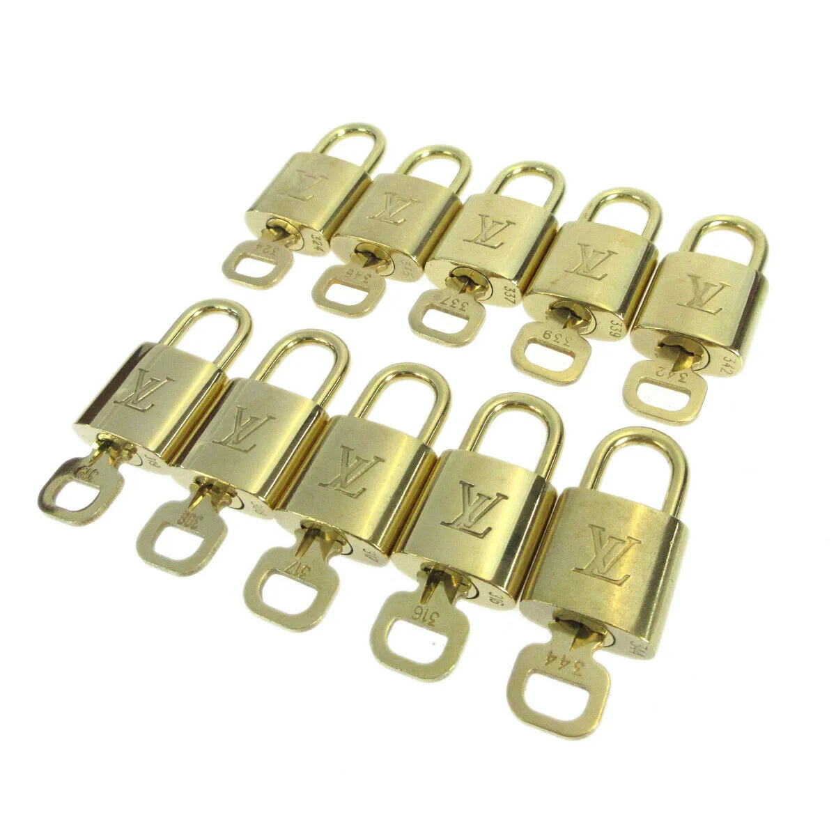LOUIS VUITTON Padlock & Key Bag Accessories Charm 10 Piece Set Gold 60130