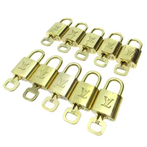 LOUIS VUITTON Padlock & Key Bag Accessories Charm 10 Piece Set Gold 91592