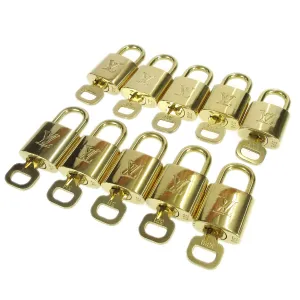 LOUIS VUITTON Padlock & Key Bag Accessories Charm 10 Piece Set Gold 92412