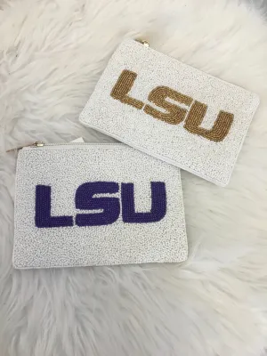 LSU Beaded Coin Purse