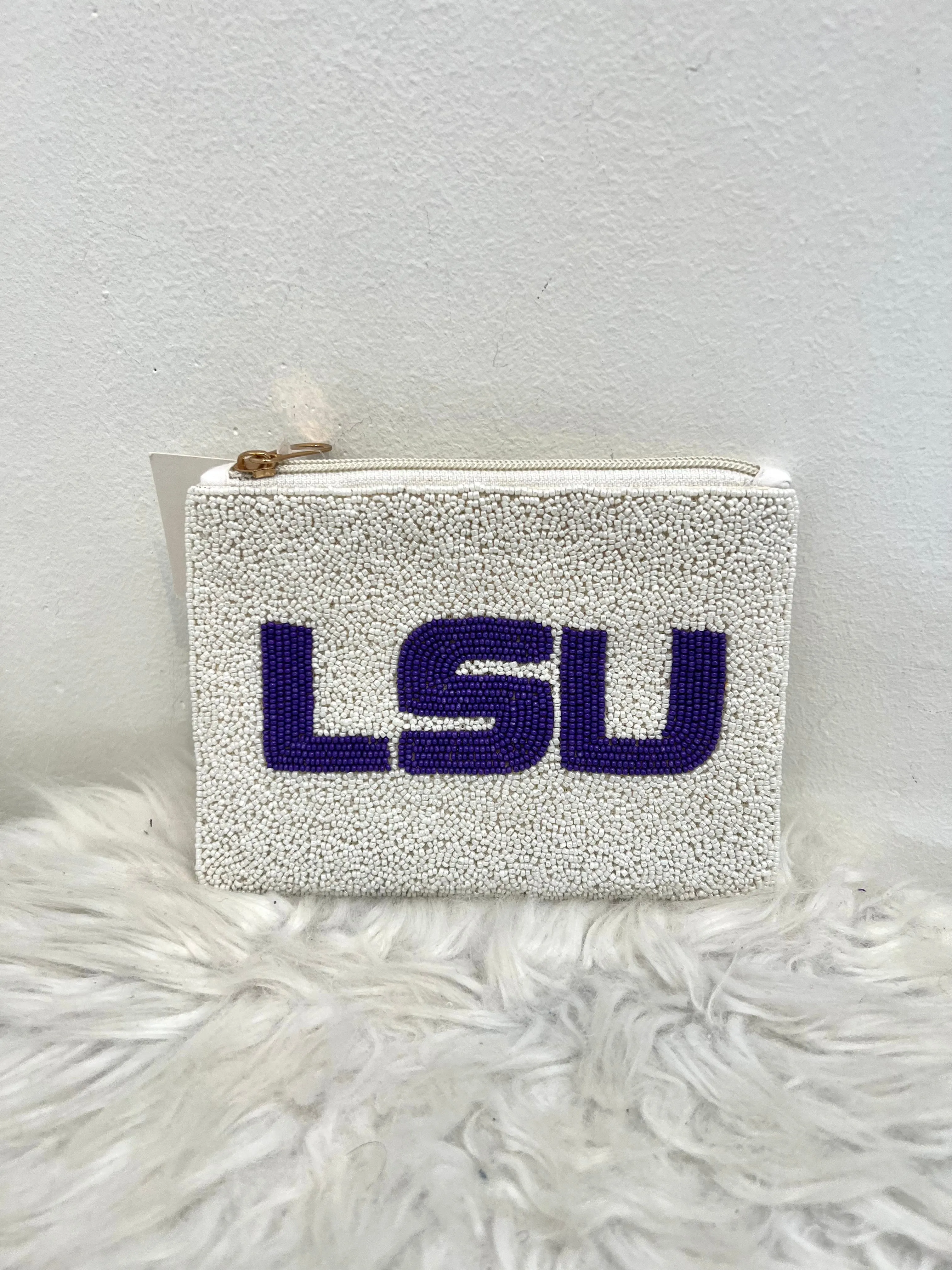 LSU Beaded Coin Purse