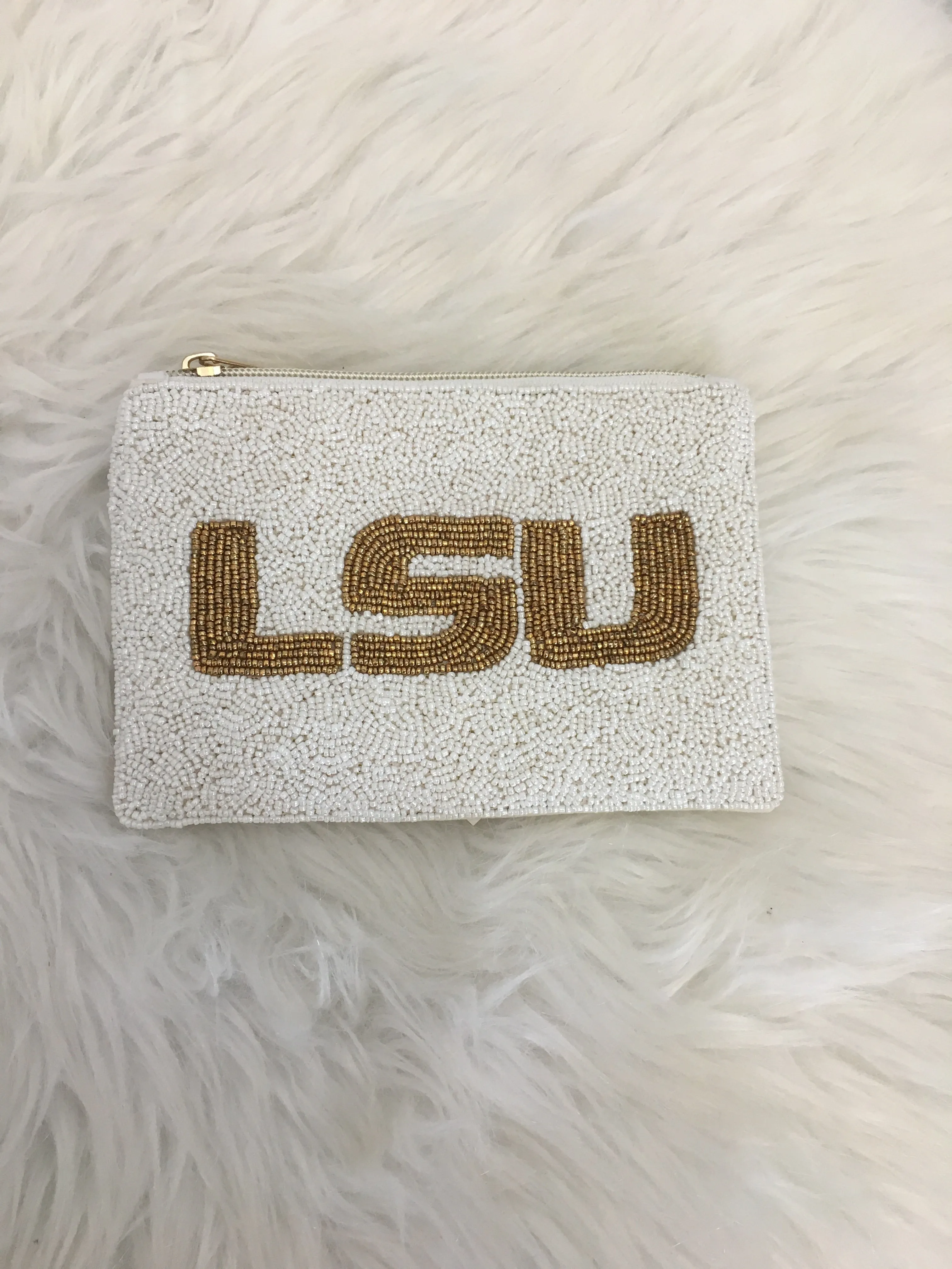 LSU Beaded Coin Purse