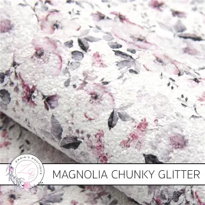Magnolia Chunky Glitter Floral  ~ Pink Grey White  ~ 1.15mm