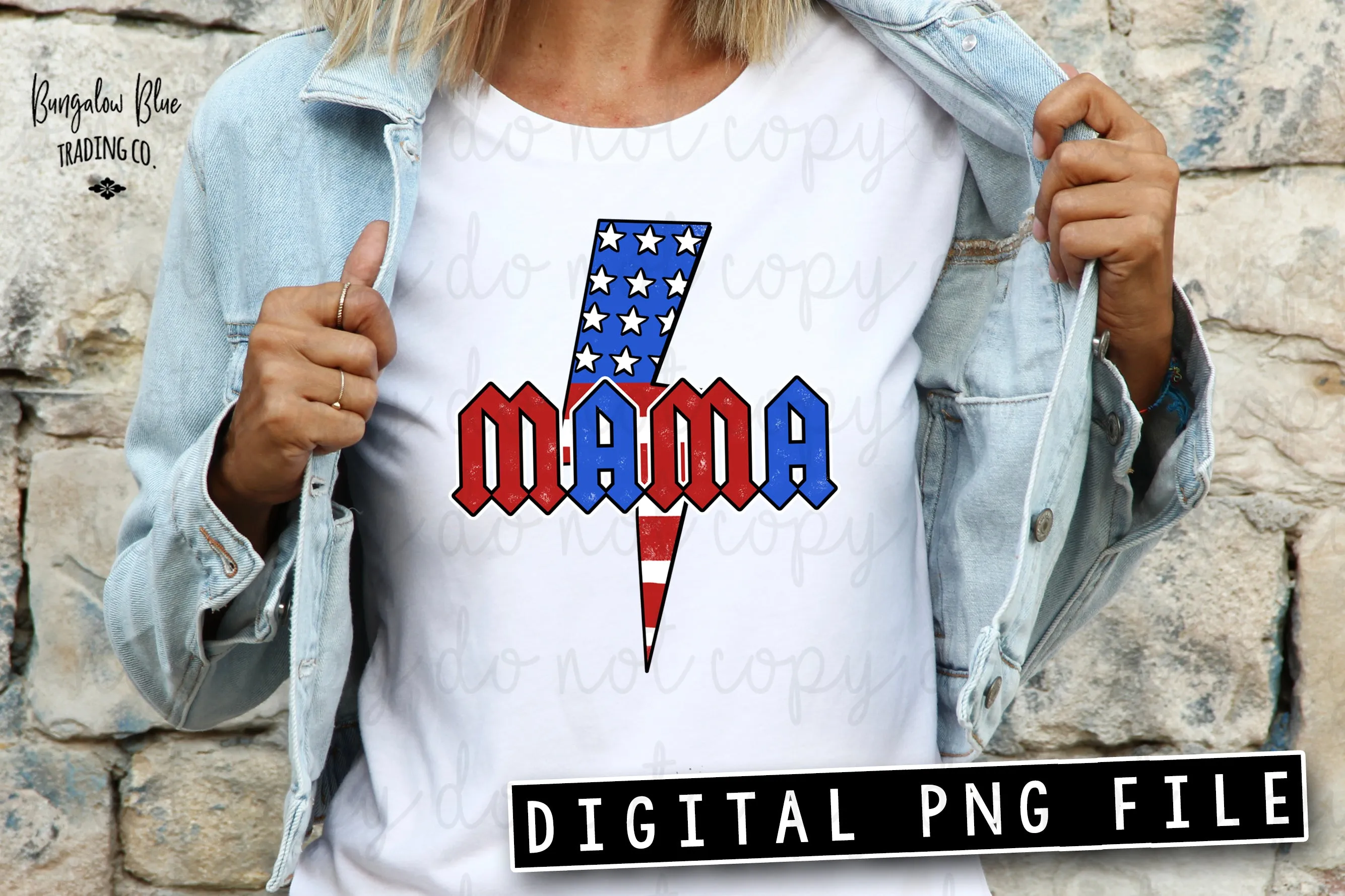 Mama Lightening Bolt 4th of July Digital Download