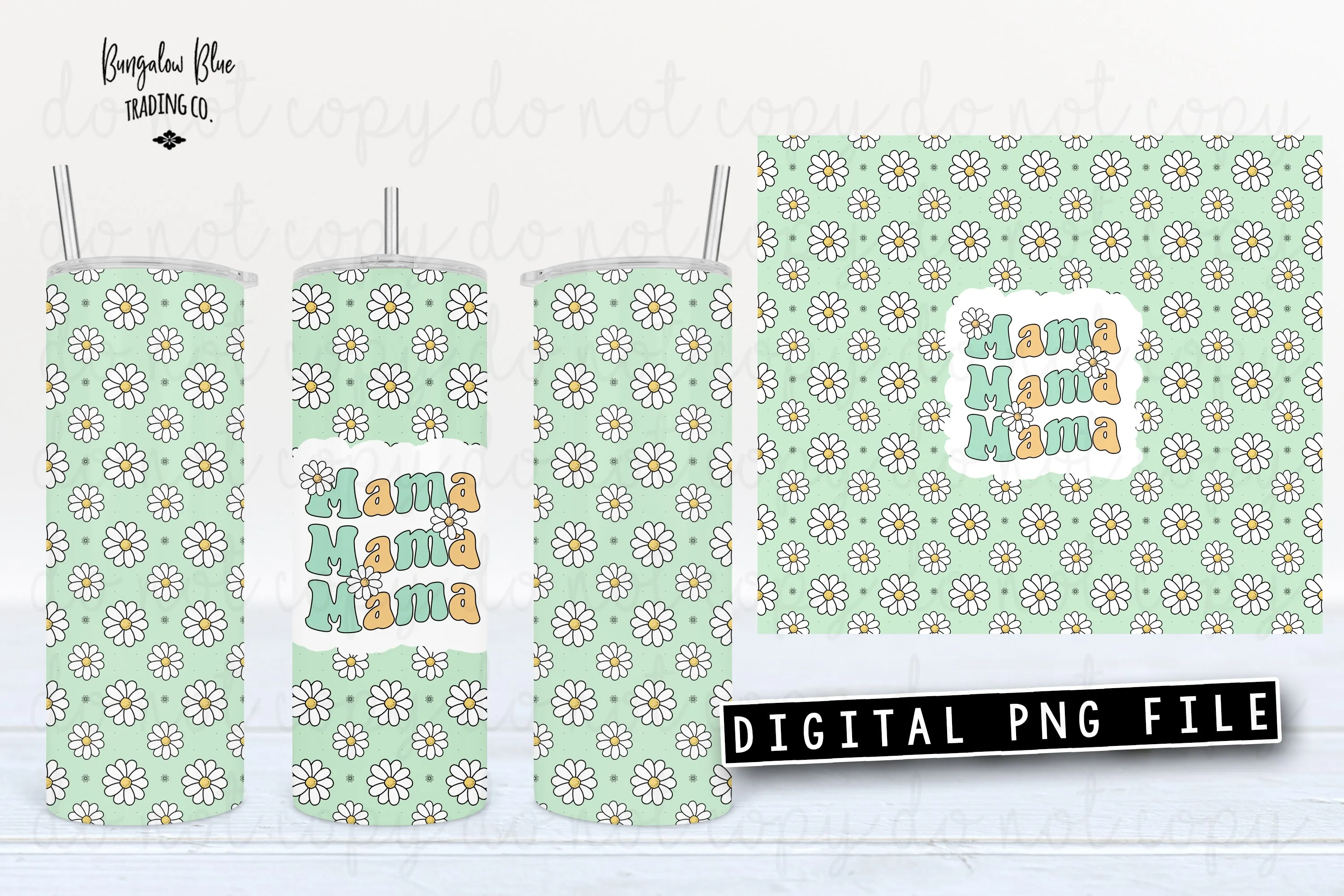Mama Retro Daisy 20 oz Skinny Tumbler Wrap Download
