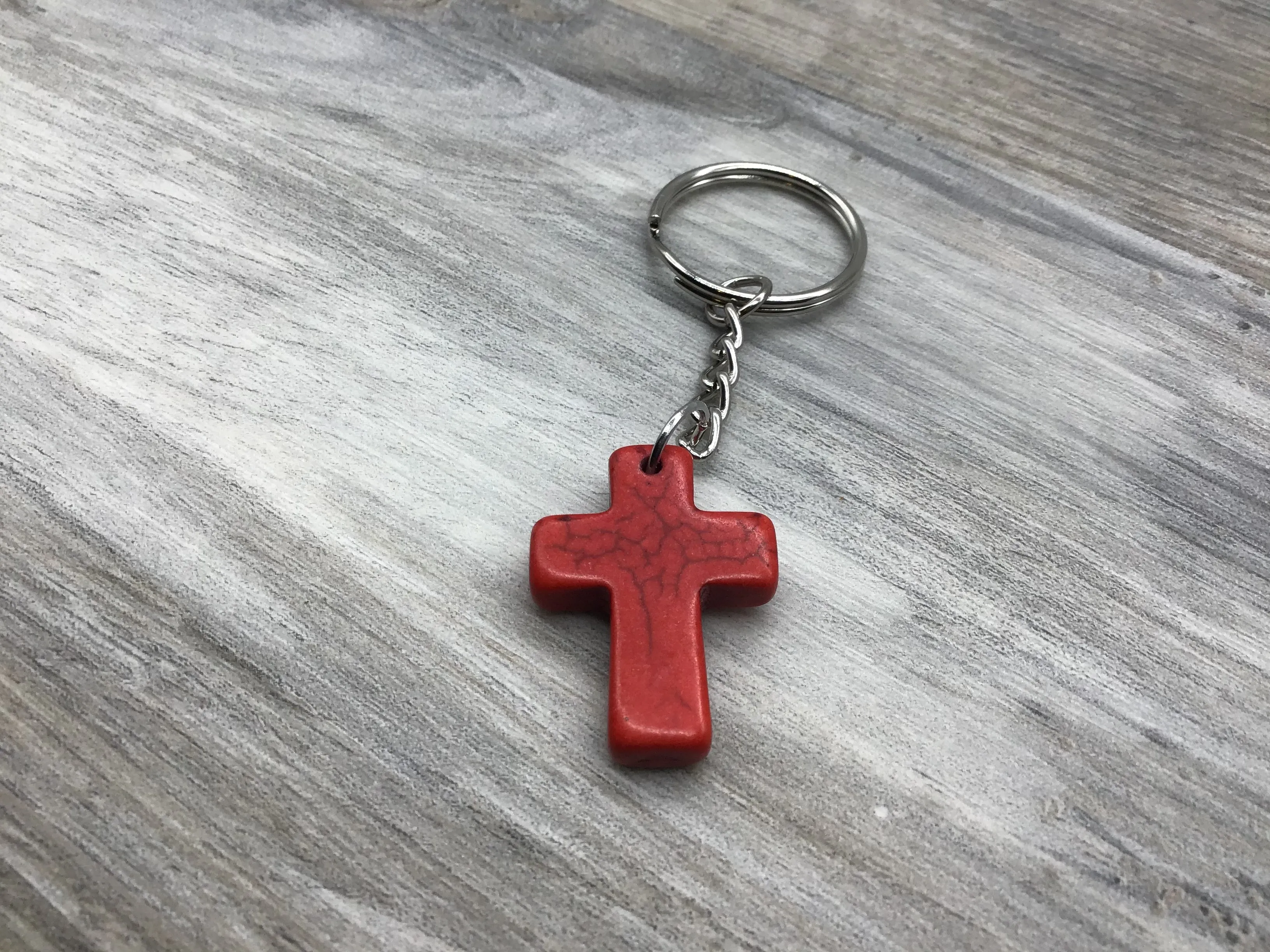 Marbled Cross Keychain