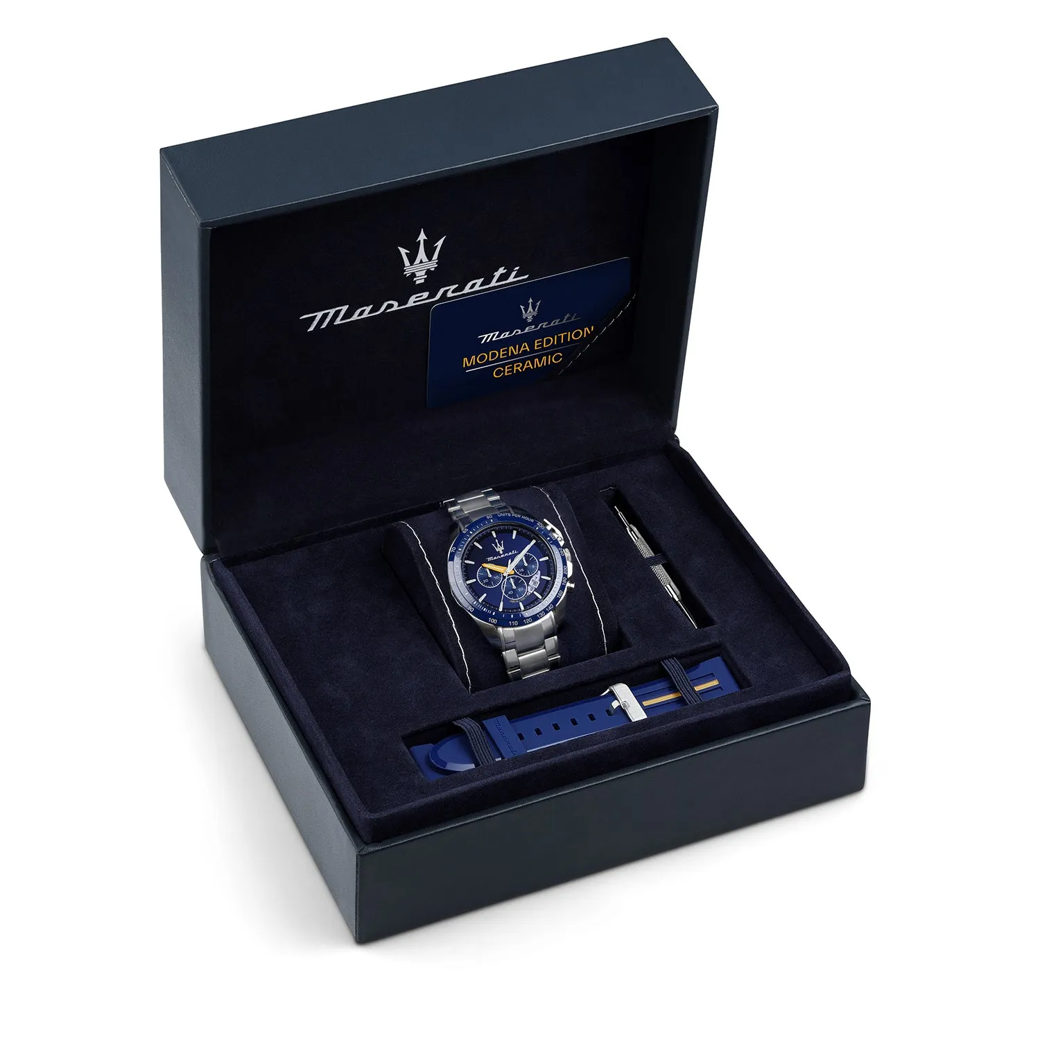 MASERATI MODENA EDITION 45MM CHR BLU D BR SS BL S MEN'S WATCH