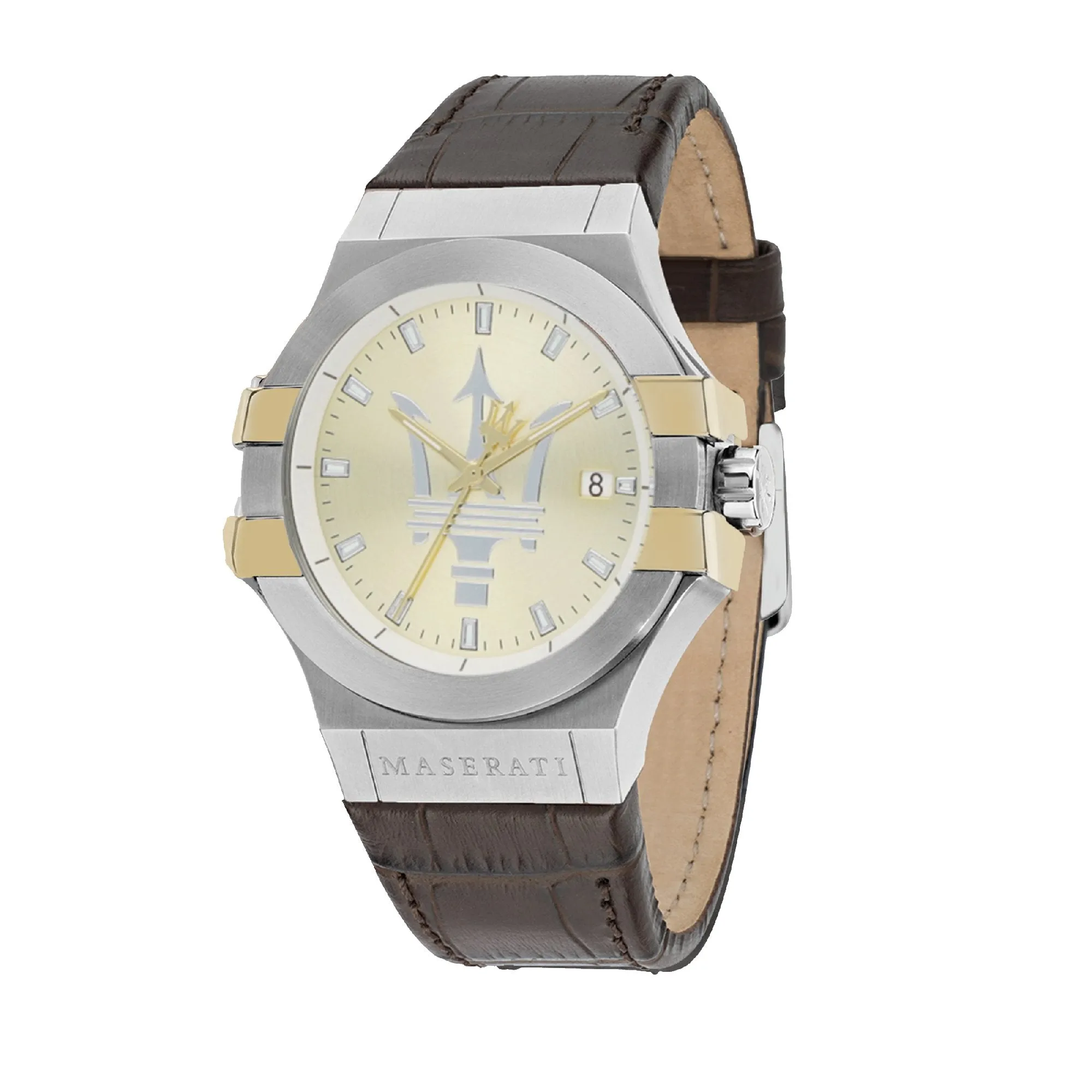 MASERATI POTENZA 42mm 3H BLACK DIAL BROWN STRAP